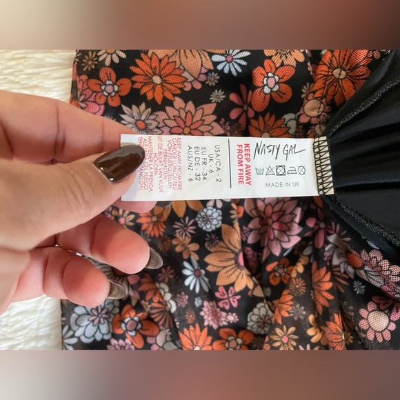 Nasty Gal Floral Print Mesh Flared Pants - Picture 5 of 6